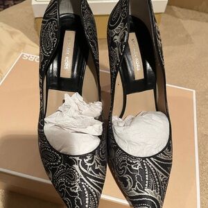 Michael Kors Black and Silver Paisley Heels